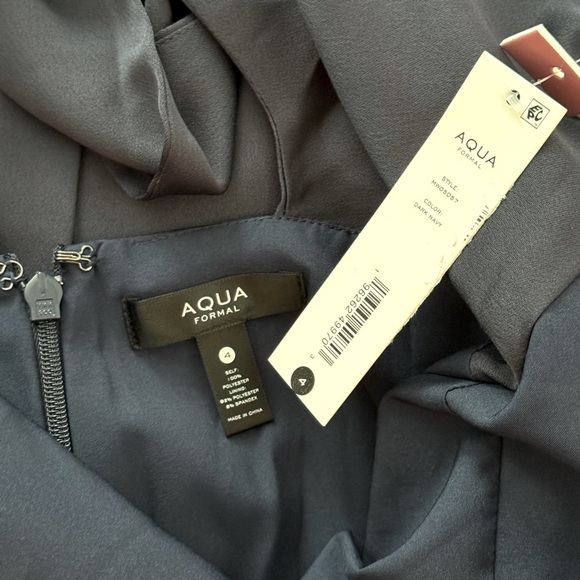 NWT AQUA Tie Back Evening Gown Dark Navy Blue 4 - Picture 4 of 4